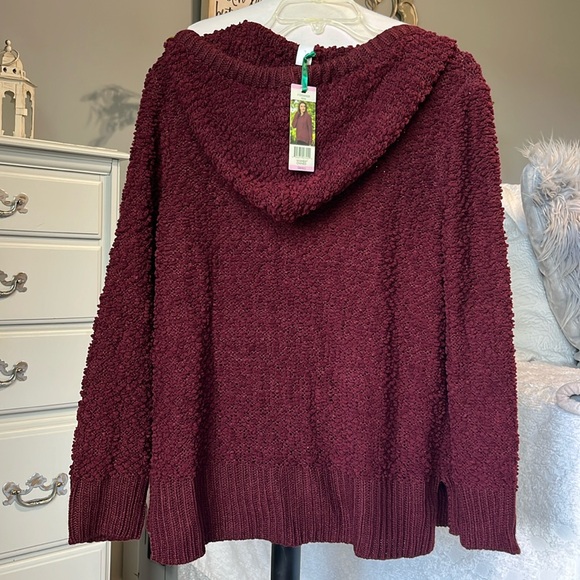 Chunky Oversized Popcorn Sweater Wine Hoodie - Picture 6 of 13